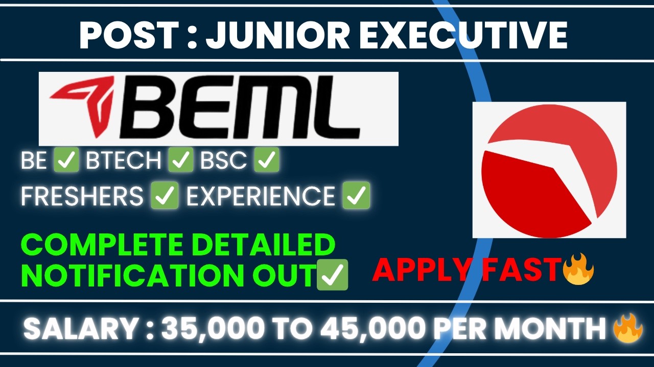 BEML Junior Executive Recruitment 2026🔥| Vacancies+Education+Selection Process|Detailed Video
