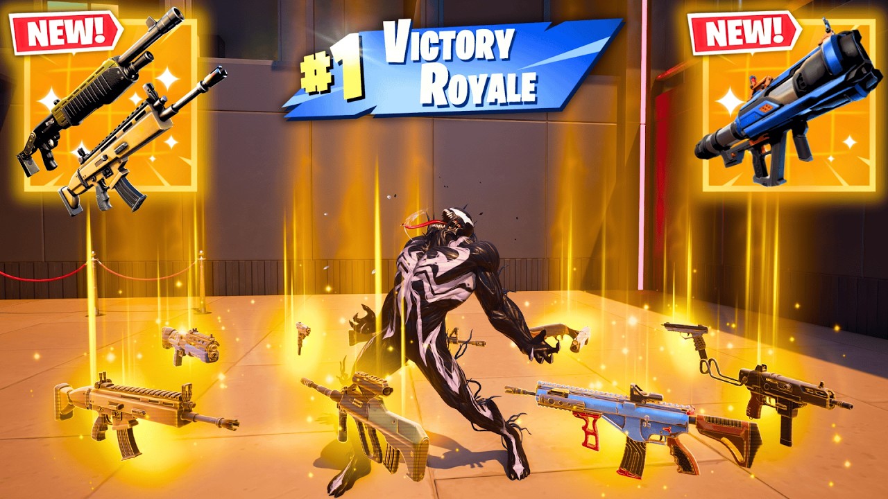 GETTING ALL MYTHIC AND EXOTIC GUNS WITH THE VENOM SKIN IN FORTNITE (Fortnite Chapter 7 Season 1)