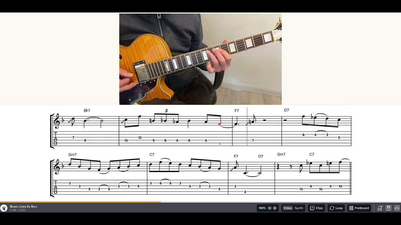 Jazz blues etudes for guitar in F7