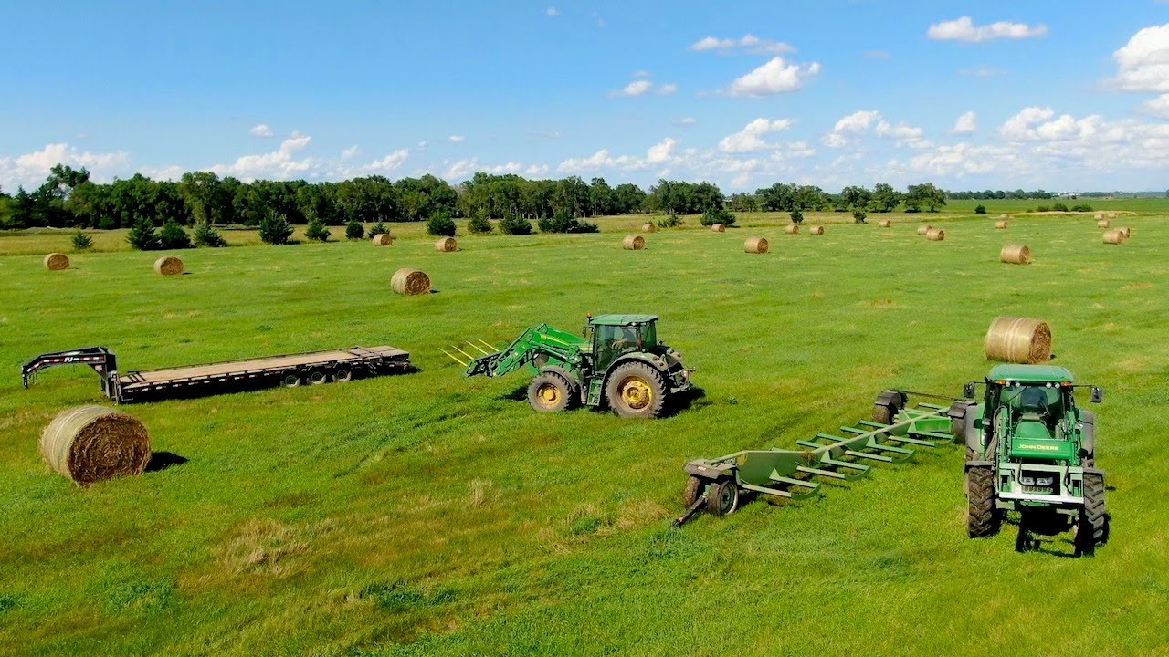 Hauling Large Round Bales in South Dakota