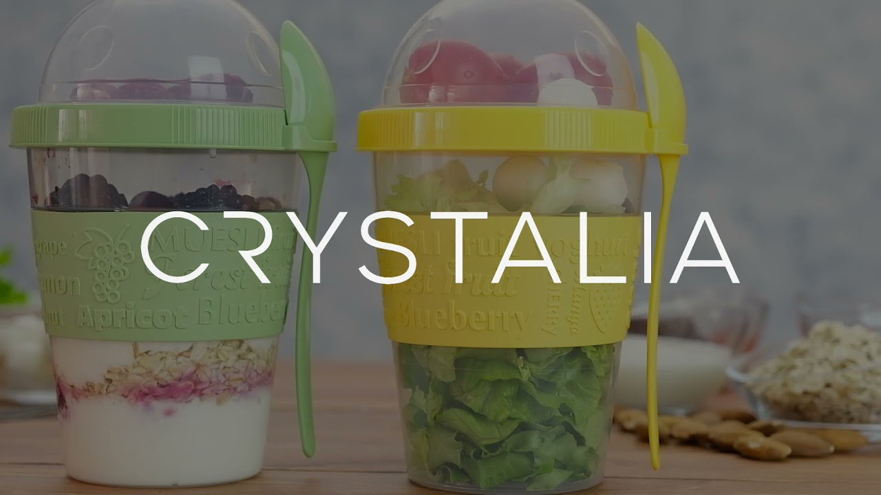 Crystalia Take & Go Yogurt Cups | Healthy breakfast cereal and milk/yogurt container on-the-go.