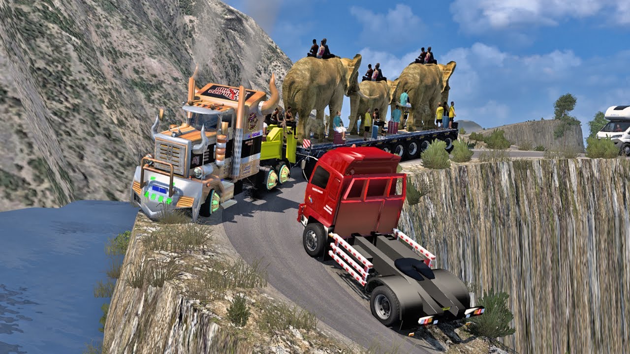 CLIFFSIDE CIRCUS! This Truck Haul GIANT Elephants with Passengers on a Deadly Road | ETS 2