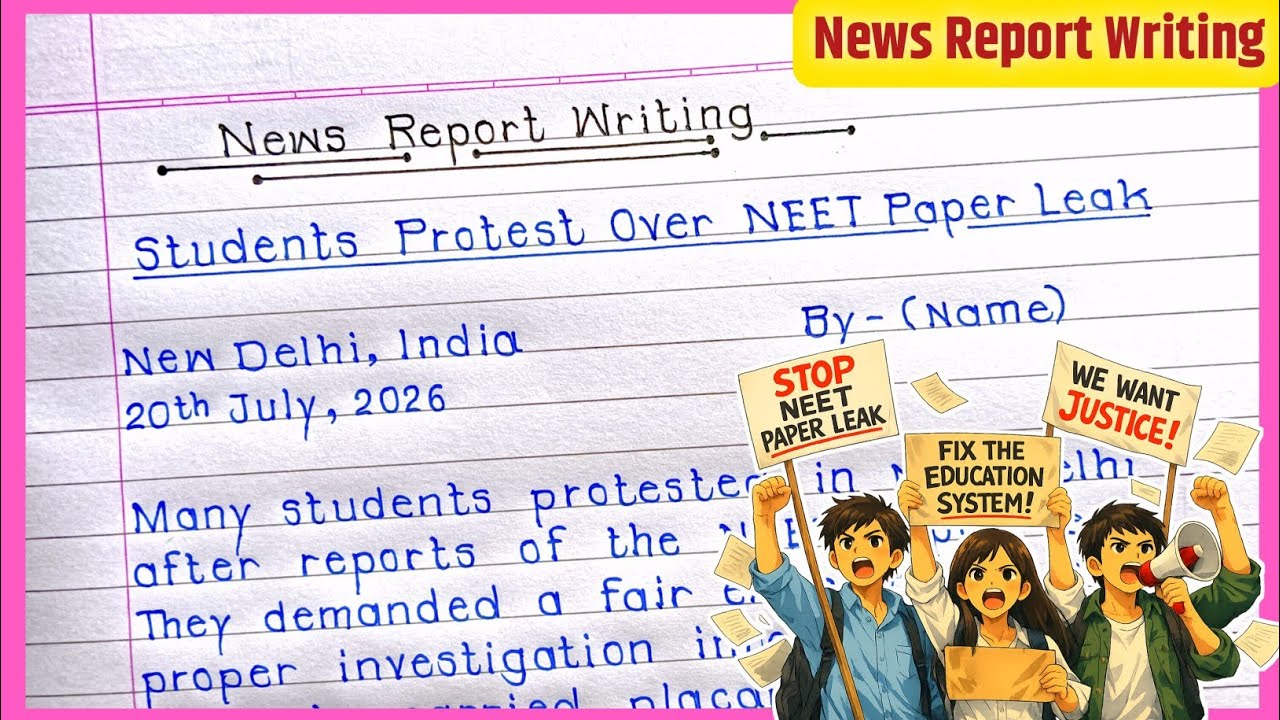 News Report Writing Class 10 | Students Protest Over NEET 2026 Paper Leak | Class 10 Report Writing 