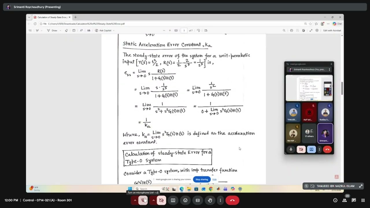 Steady State Errors | Control Systems | 14-02-26