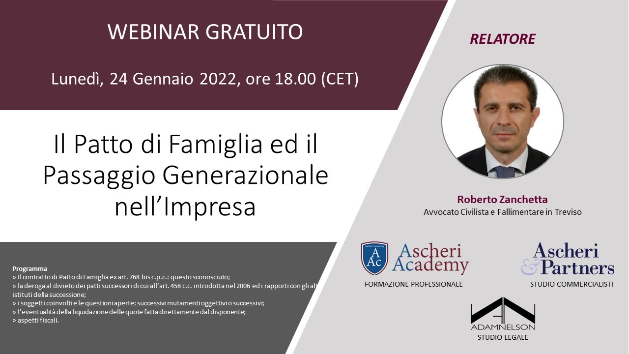 Il Patto di Famiglia ed il Passaggio Generazionale Dell'Impresa