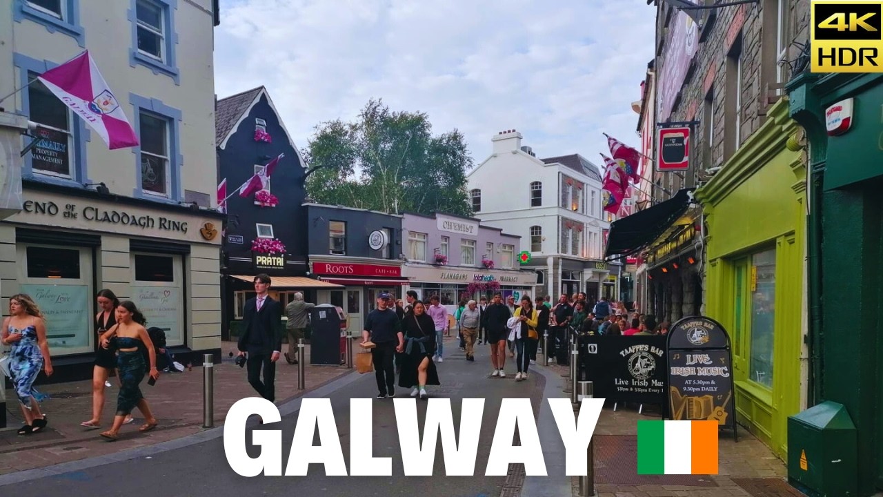 Galway City Ireland Walking Tour, Beautiful Ladies, Fashion, Pubs(4K HDR 60fps) 🇮🇪