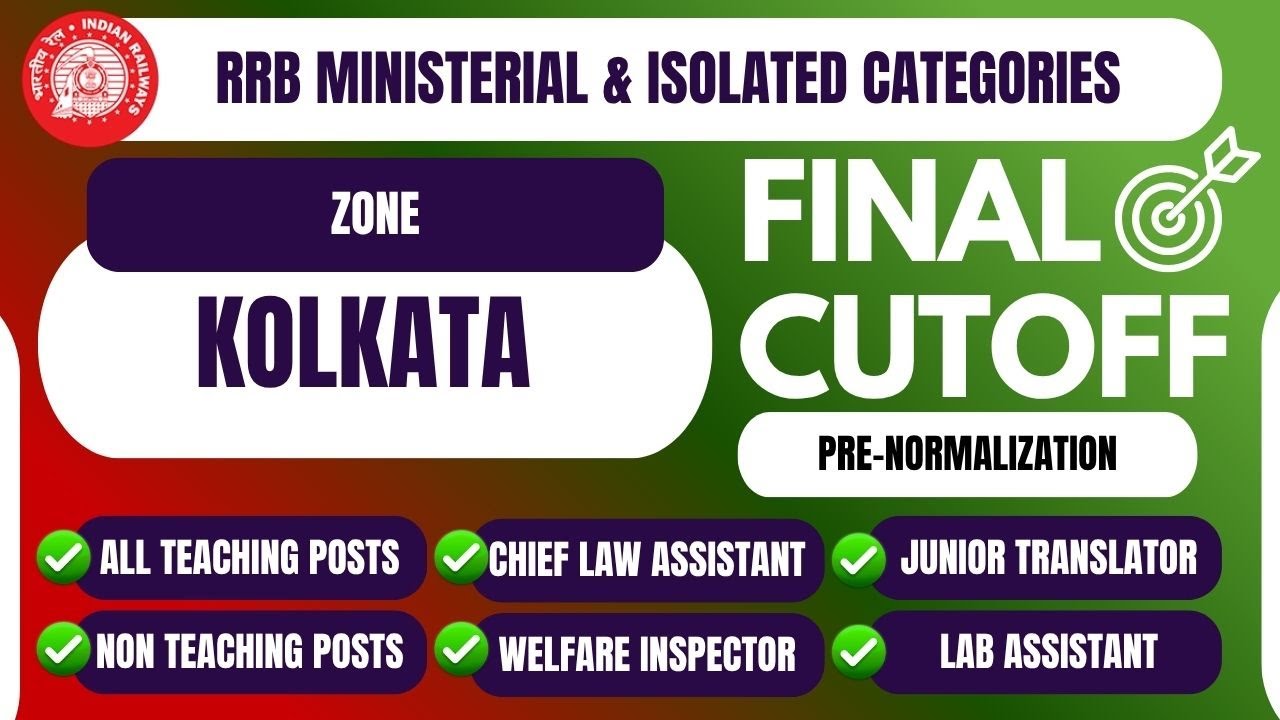 RRB TEACHING & NON TEACHING I FINAL EXPECTED CUTOFF I KOLKATA I MINISTERIAL & ISOLATED CATEGORIES I