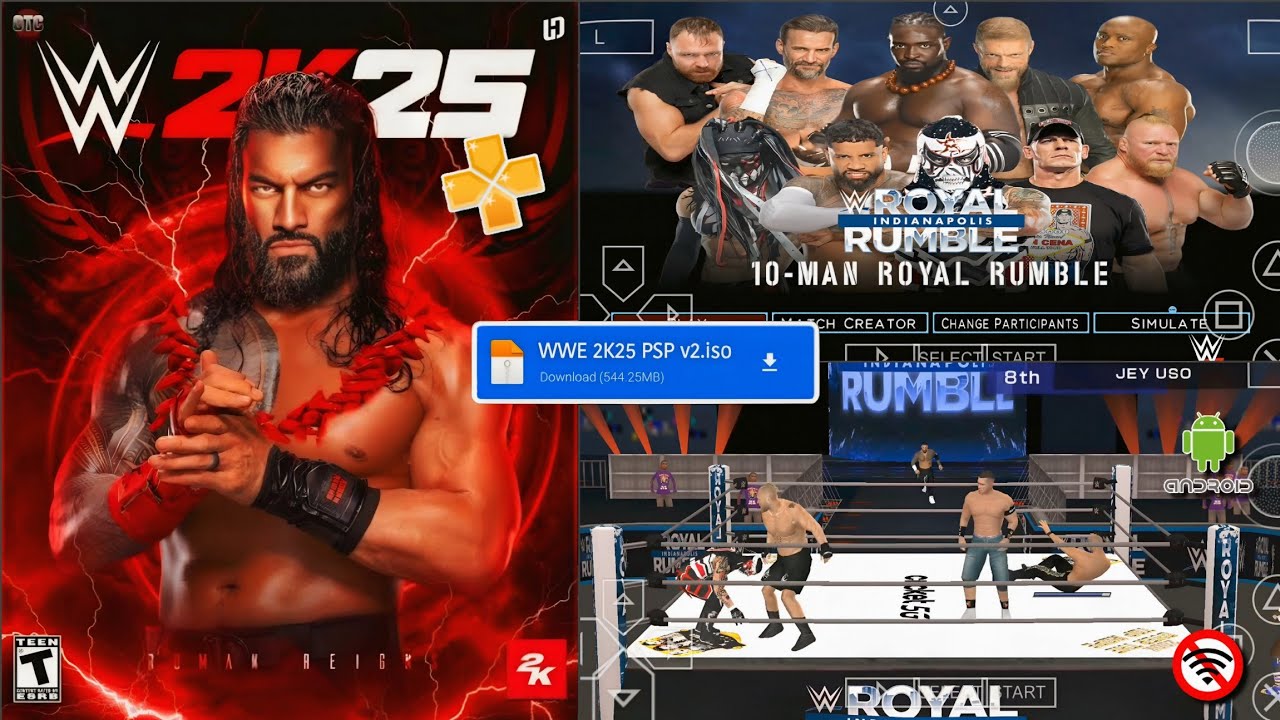 Новый мод WWE 2K25 PSP v2 для Android | Официальный геймплей Royal Rumble [Hady Modder]