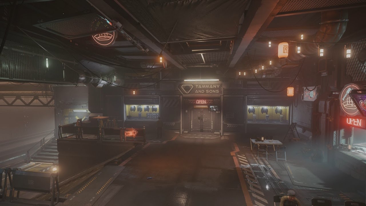 Star Citizen Ambience | Lorville Inside | Hurston City Atmosphere Wind Rain | 4K