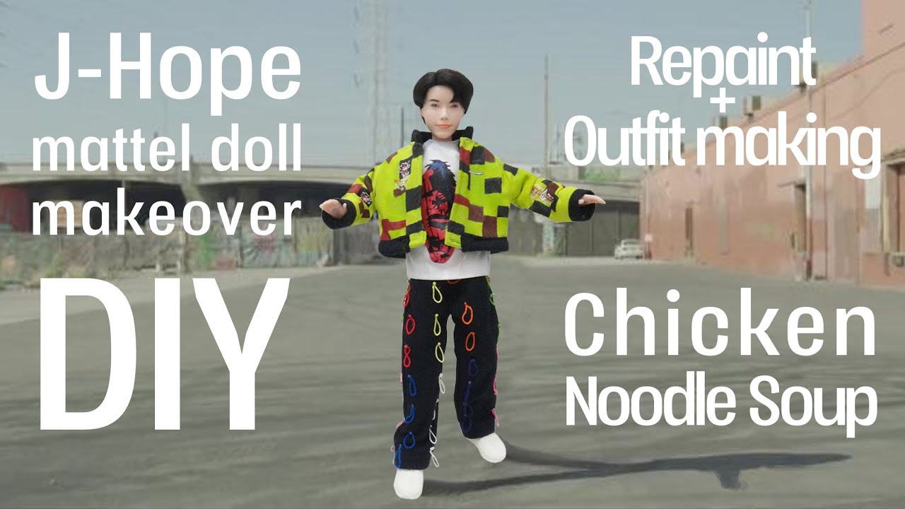 DIY BTS J-HOPE MATTEL DOLL REPAINT+CNS OUTFIT MAKING! [CREATIVE WEDNESDAY]