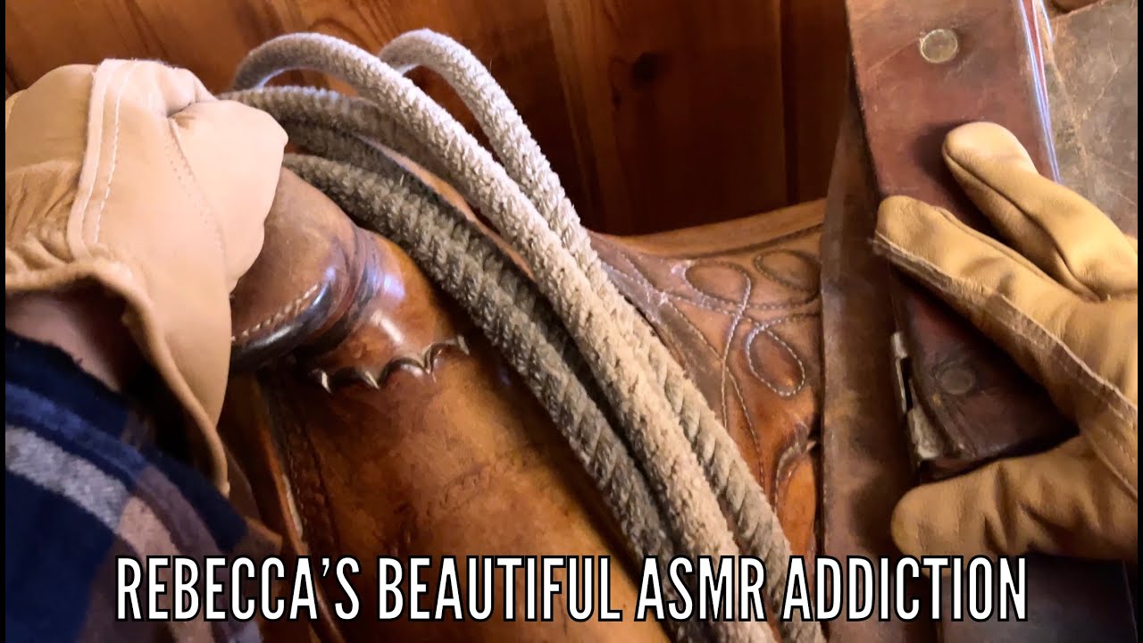 ASMR Saddle Leather Squeezing (Soft Spoken version) Anatomy of a saddle~Jingling spurs.