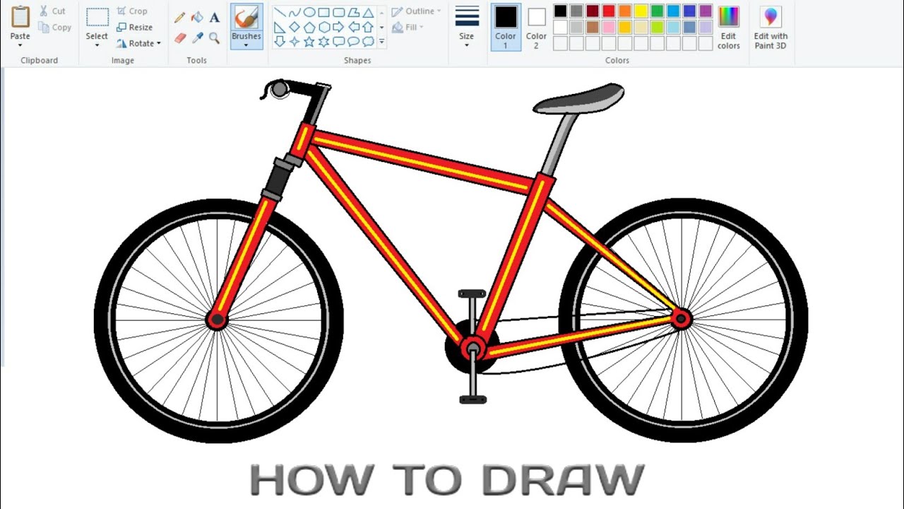How to draw Cycle on computer using Ms Paint | Bicycle Drawing on Computer | Cycle Drawing Tutorial.