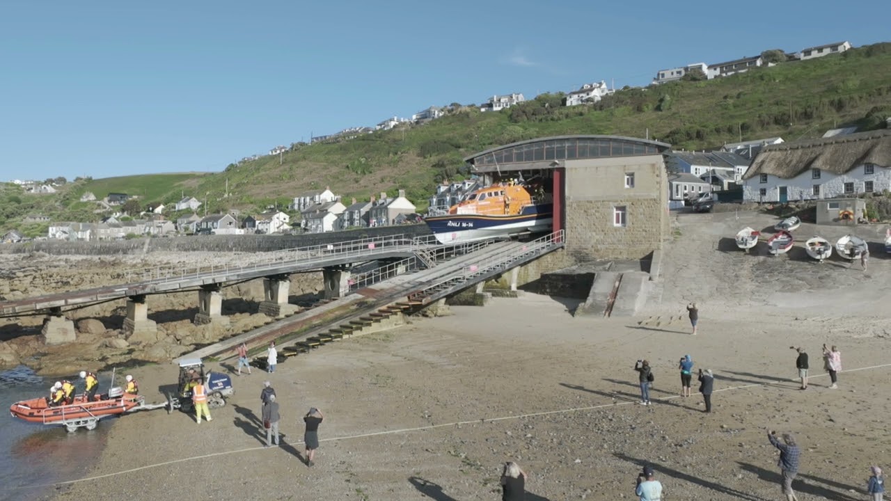 Sennen Cove, and evening lifeboat launch