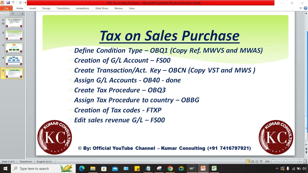 SAP Tax on Sales/Purchase Process_2 | हिंदी में Step-by-Step