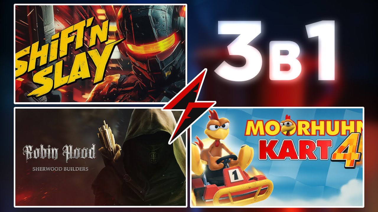 3В1 – Shift'n Slay, Robin Hood: Sherwood Builders, Moorhuhn Kart 4