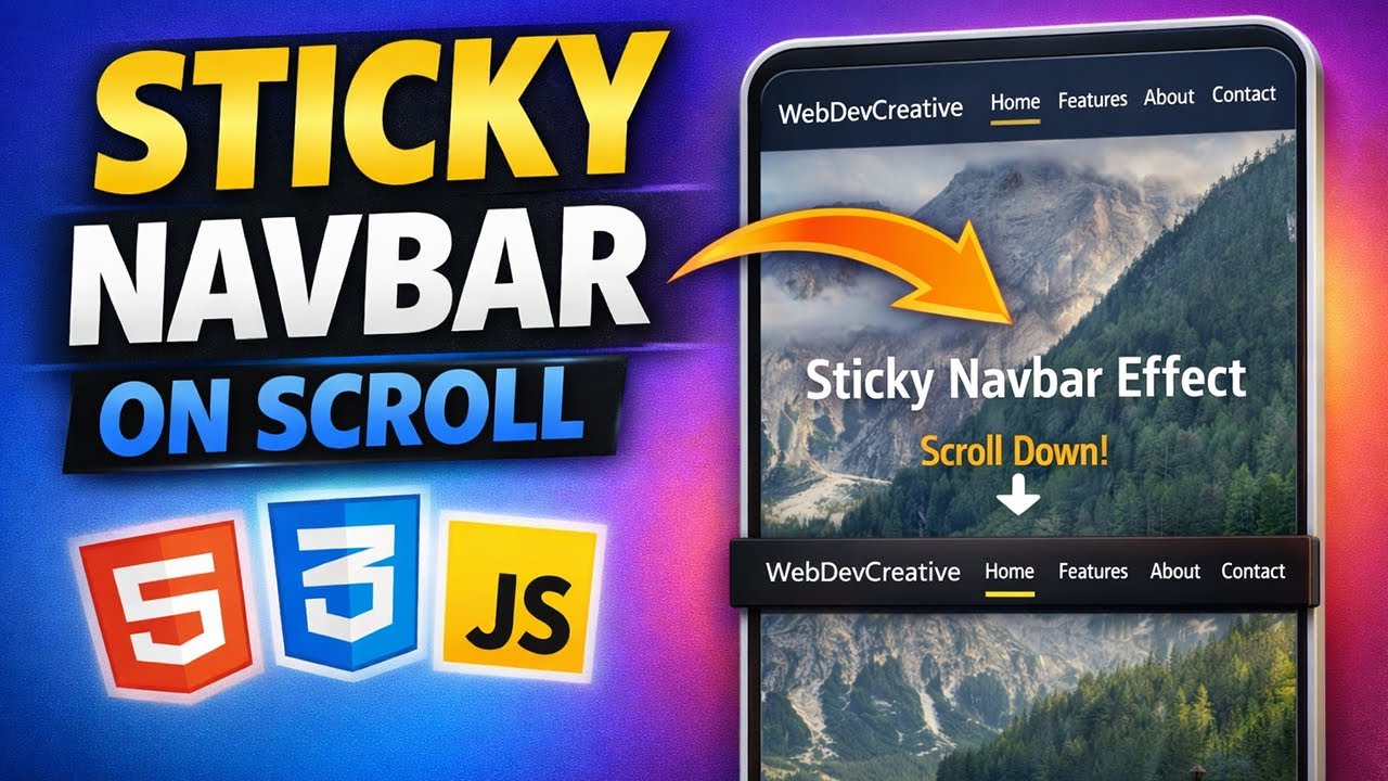 How to Build a Sticky Navbar on Scroll (HTML CSS JS)