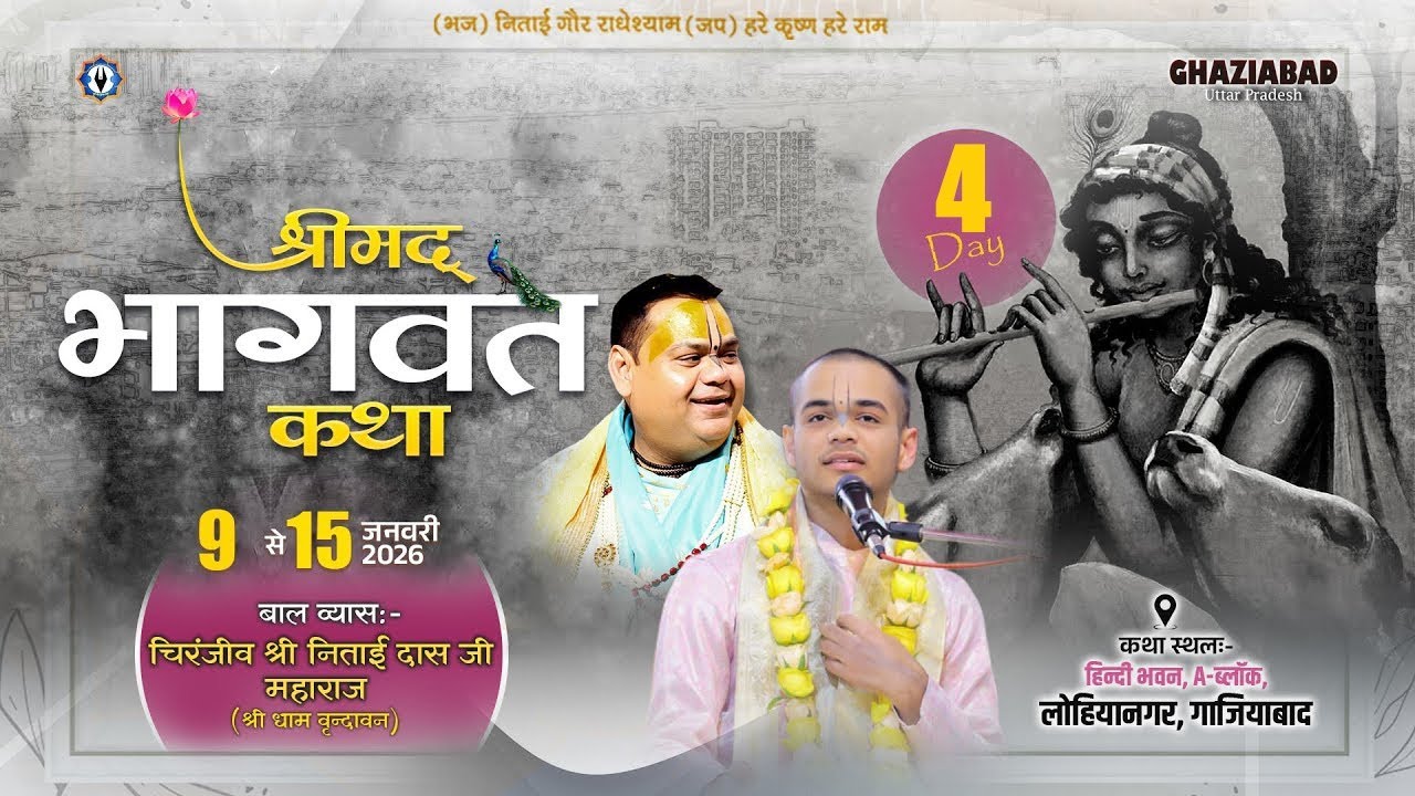 Live || Day - 4 || Shrimad Bhagwat Katha || Hindi Bhavan, Ghaziabad || Shri Nitaidas Ji Maharaj