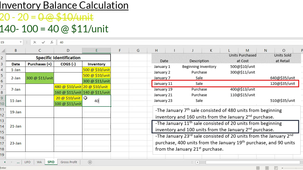Inventory Costing using Specific Identification