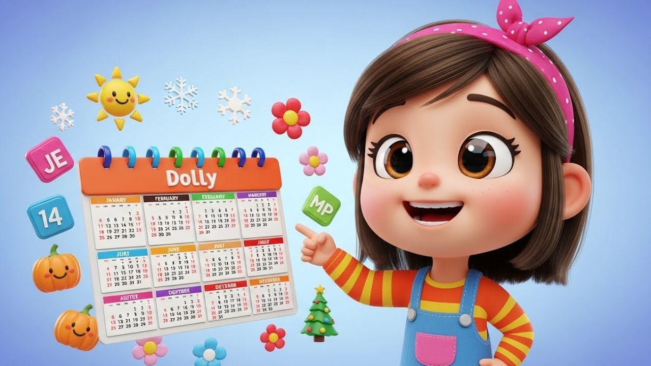 Months of the Year Song 🌈 | Learn 12 Months with Dolly | Kids Learning