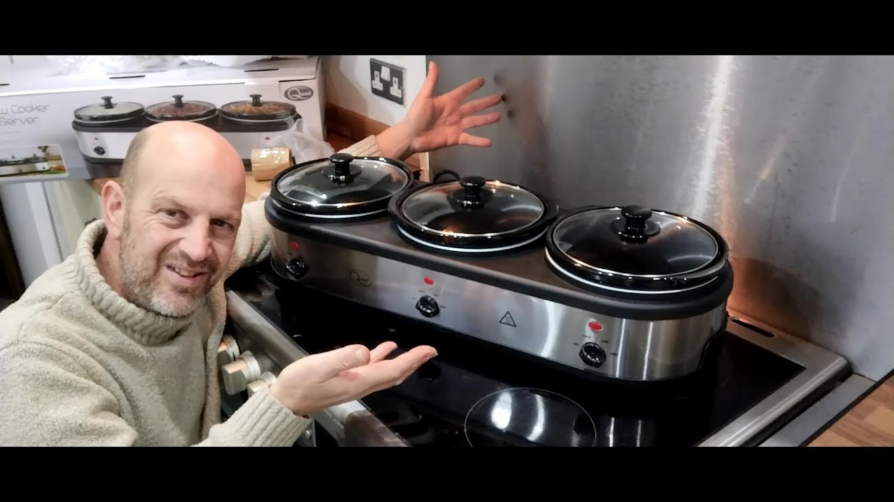 Unboxing Quest 16530 3 Pot Electric Slow Cooker Buffet Server & Food Warmer  3x 2.5L Ceramic Pots