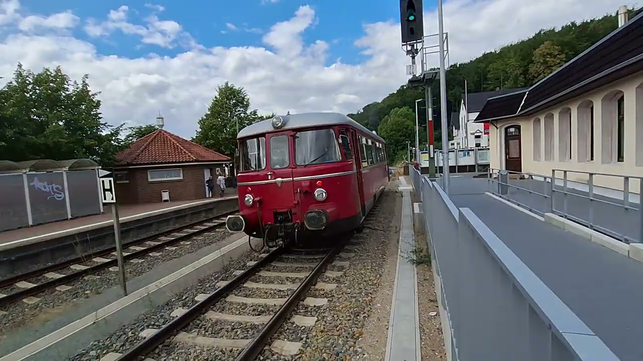 Einfahrt BR648 aus Plön und Abfahrt Sonderzug VT25 rtg Plön in Bad Malente Gremsmühlen