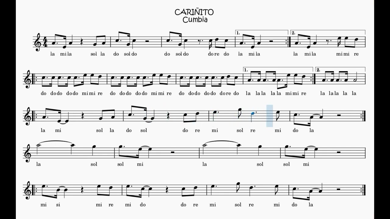 CARIÑITO cumbia Peruana CON PISTA (flauta, metalofono, melódica, etc.)