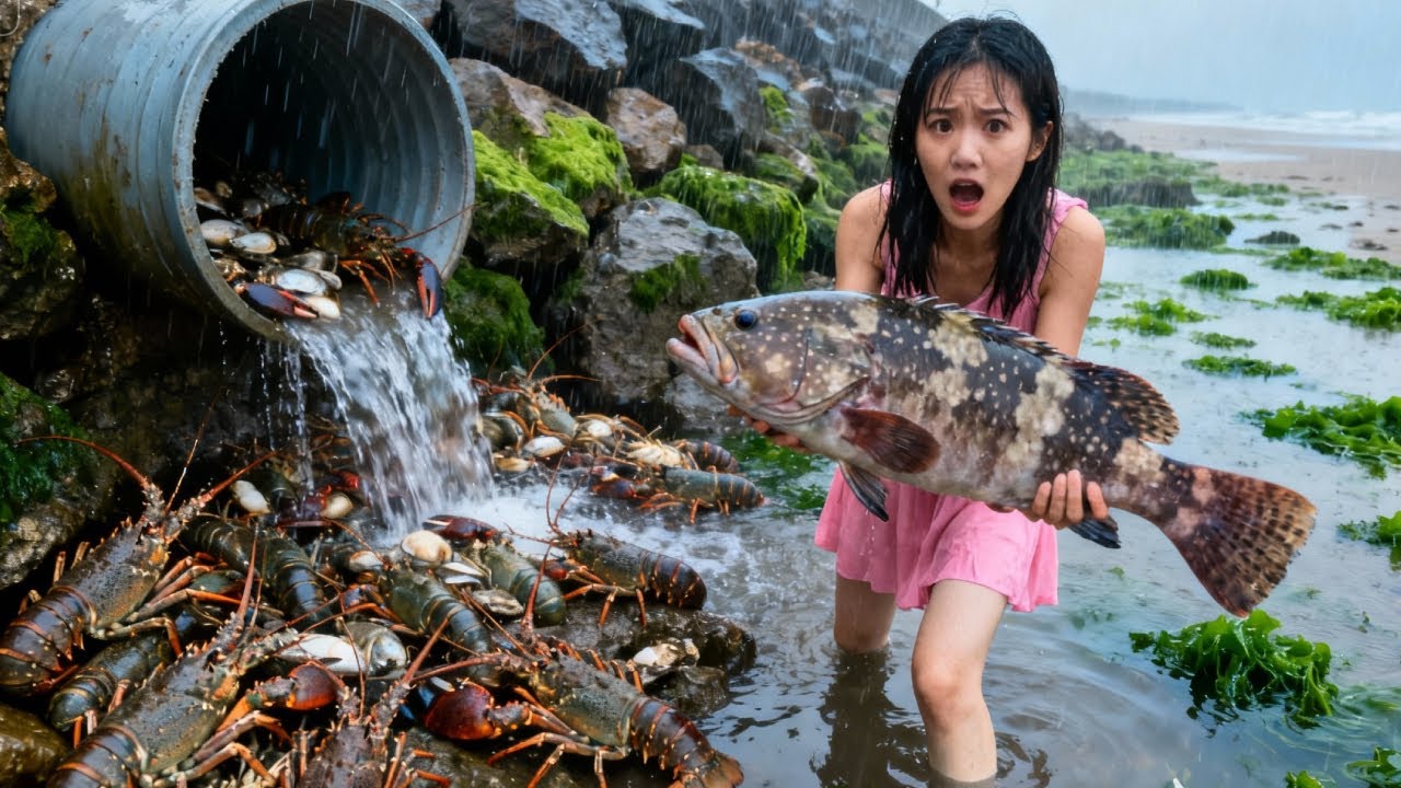 Xiao Zhang Went Fishing And Discovered A Giant Grouper And A Large Lobster.