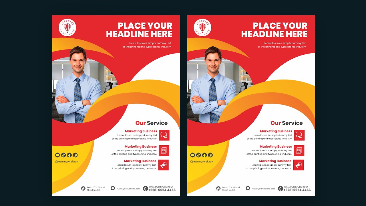 Business template flyer design with corel draw