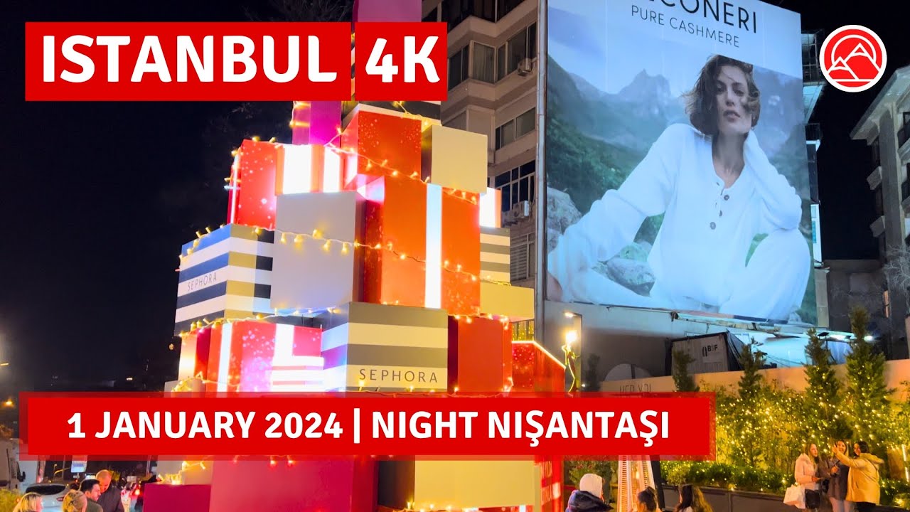 1 January 2024 Istanbul Night Nisantasi Walking Tour|4k 60fps
