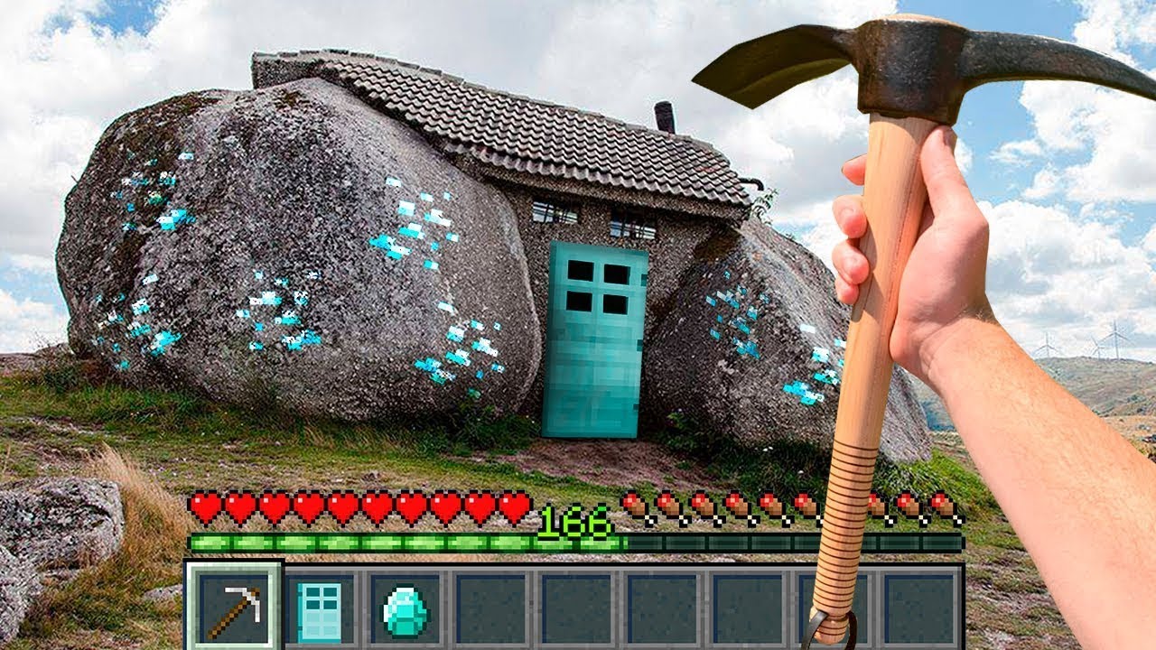 Minecraft in Real Life POV MOVIE - HIDED DIAMOND HOUSE in Realistic Minecraft 創世神第一人稱真人版