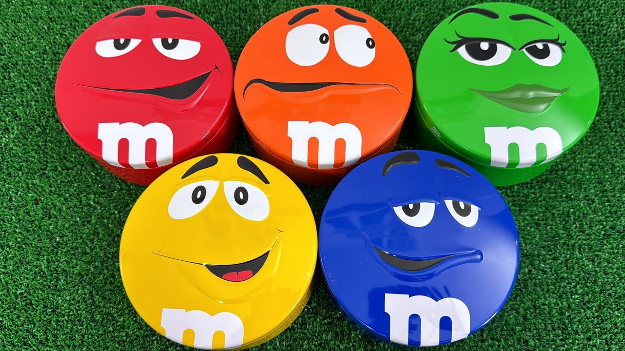 5 Minutes Satisfying with Rainbow M&M'S Candies Unpacking From Glossy Candy Containers ASMR Surprise