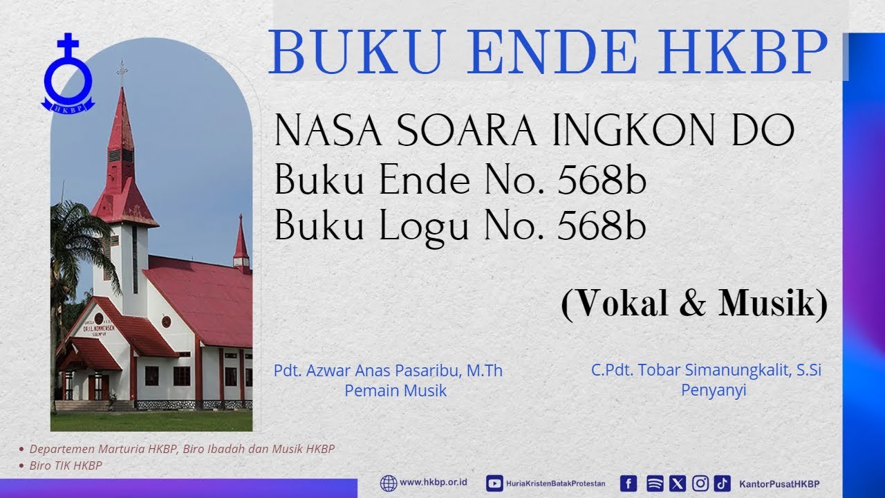 BUKU ENDE HKBP  No. 568b Buku Logu No. 568b   NASA SOARA INGKON DO  (Vokal & Musik)