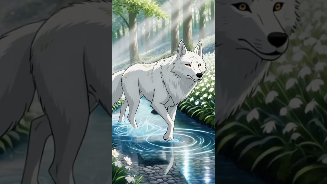 White Wolf in Flower Forest | Calm Anime Nature Short | AI Cinematic