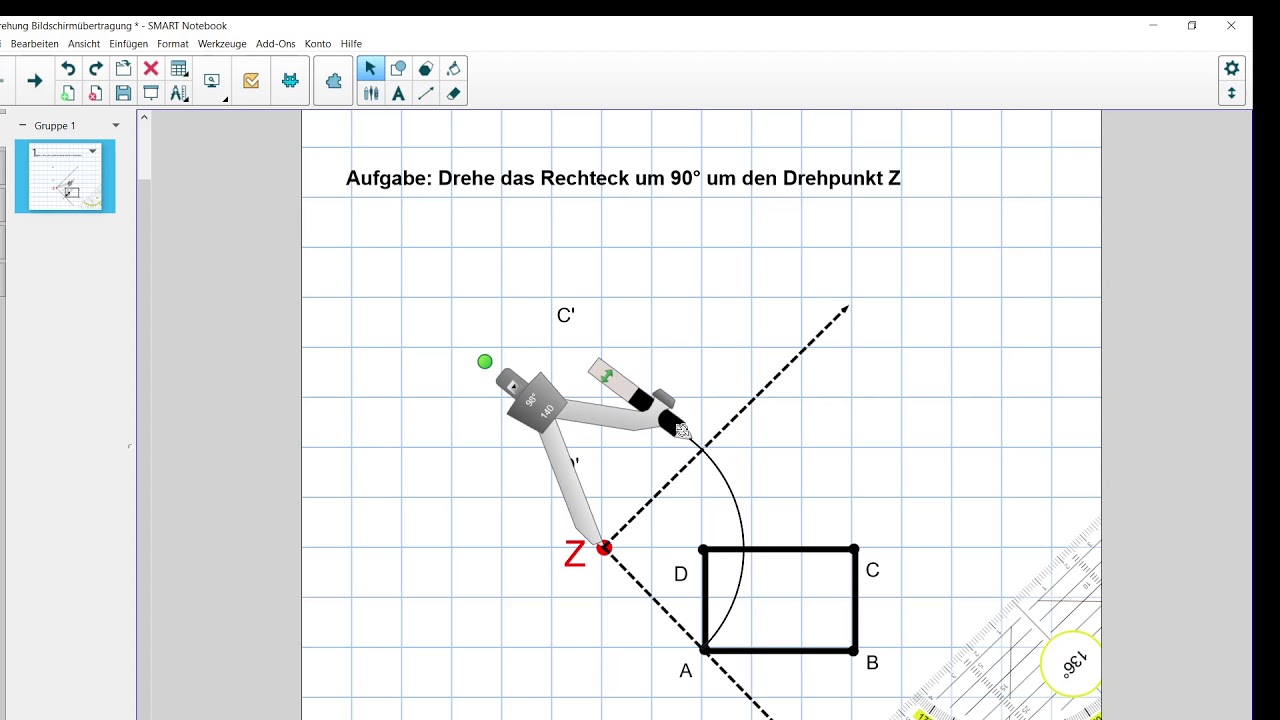 Drehung um 90° mit dem Zirkel