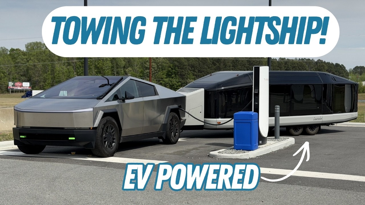 Towing Lightship RV w/ Cybertruck & R1T! TrekDrive On vs Off