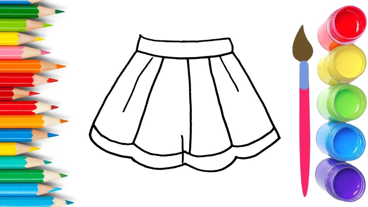 How To Draw cute Skirt Drawing, Painting & Coloring For Kids and Toddlers_🌈🎨