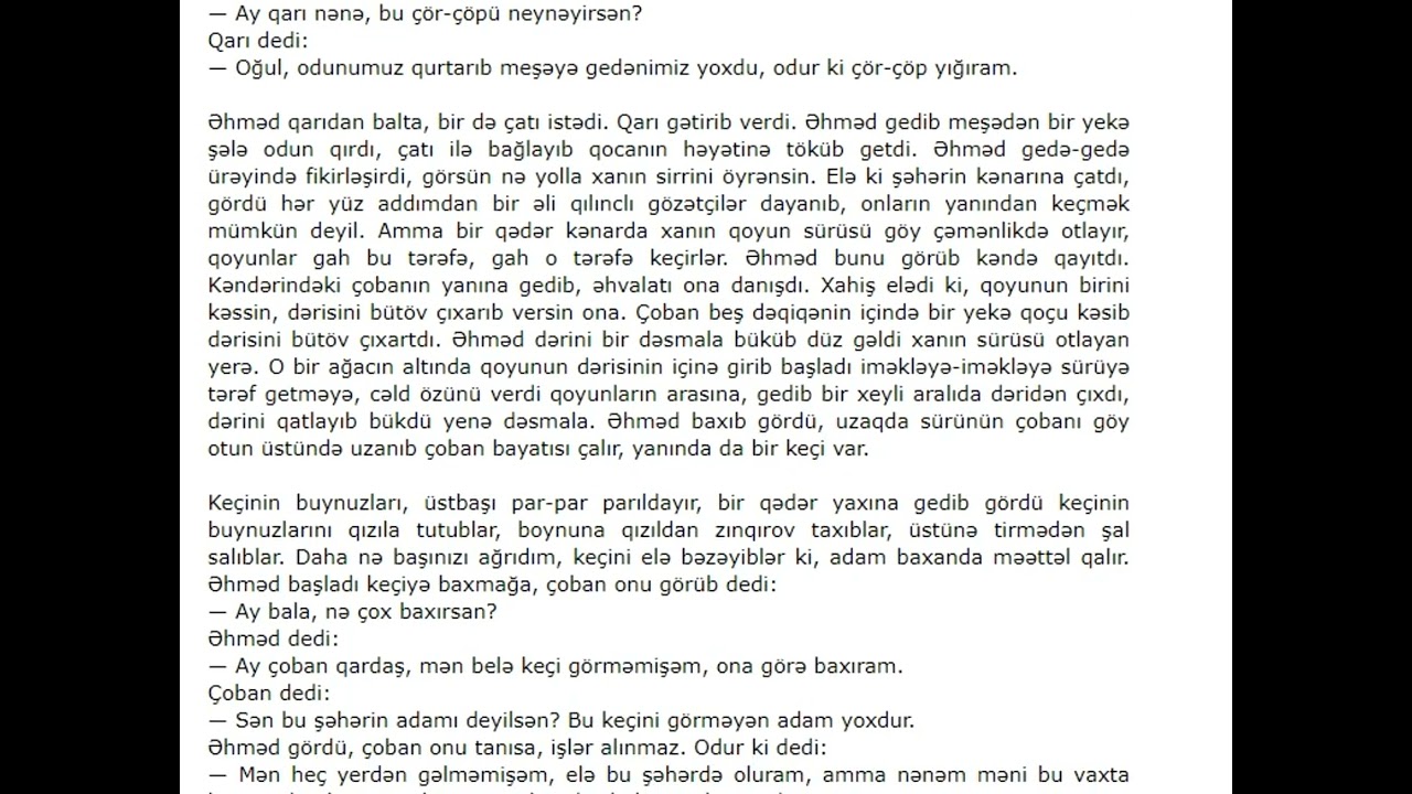 Dərs 3// Ədəbiyyat: Ağıllı uşaq nağılı