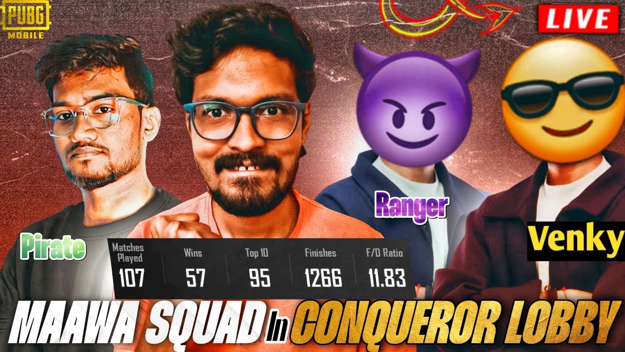 🔴11k/d Conqueror Rush Gameplay Live with Maawa Squad🔥 #bgmi #pubgmobile #conqueror