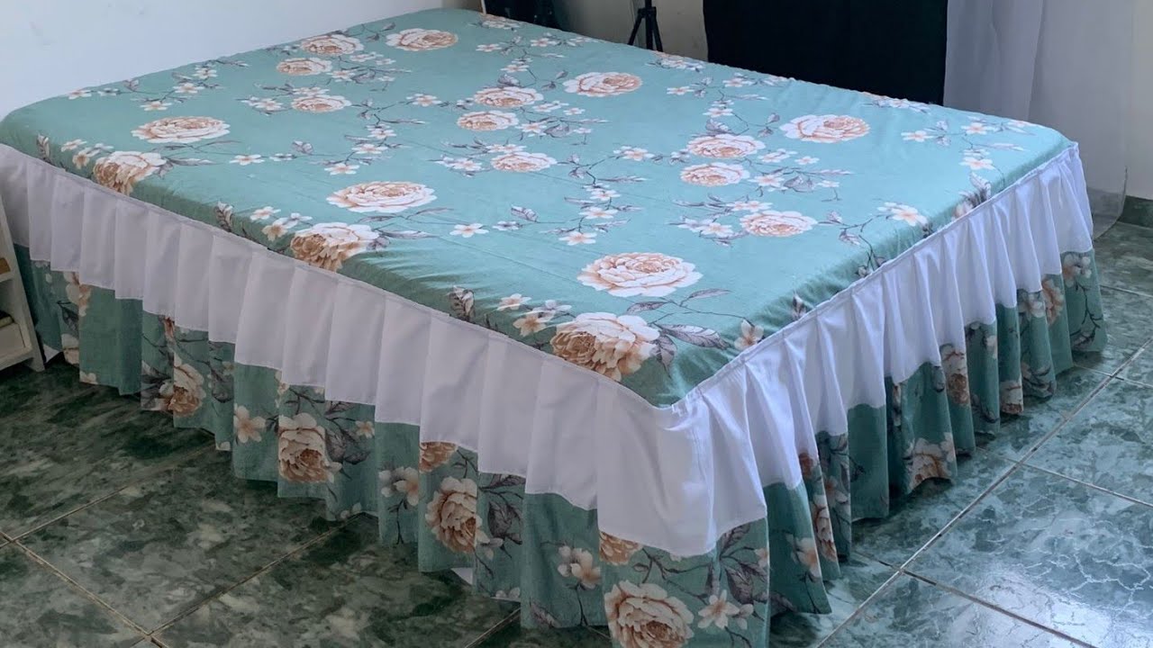 Colcha de cama com babado de duas cores, maneira mais simples de fazer