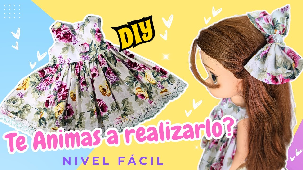 Vestido y Moño para Muñecas 💙 Te animas a realizarlo? ✨Tutorial Paso a Paso