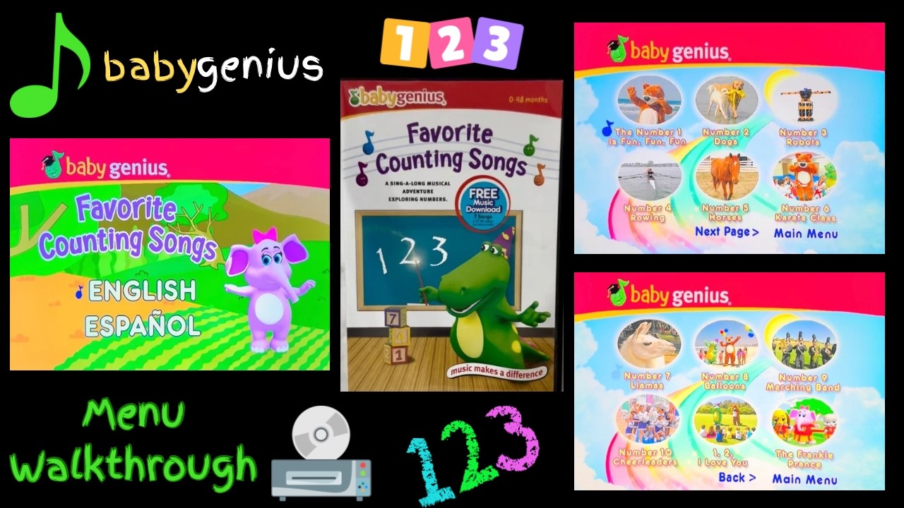 Baby Genius FAVORITE COUNTING SONGS DVD Menu Walkthrough.