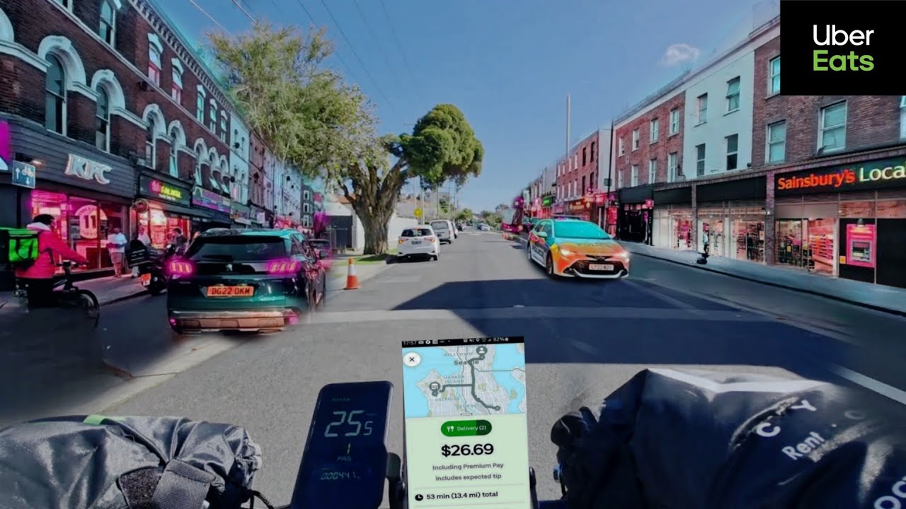 Busy Uber Eats Lunch time Rush in Melbourne, Australia. 