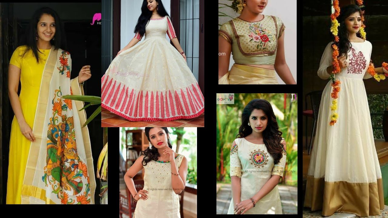 Kurta/churidar designs Onam style 2021