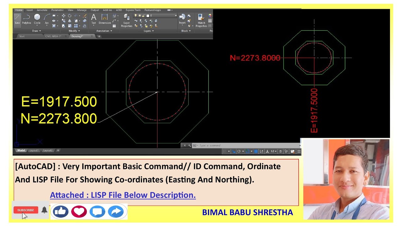 [AutoCAD] : Very Important Basic Commands//ID Command, Ordinate And Showing Co-ordinates In AutoCAD.