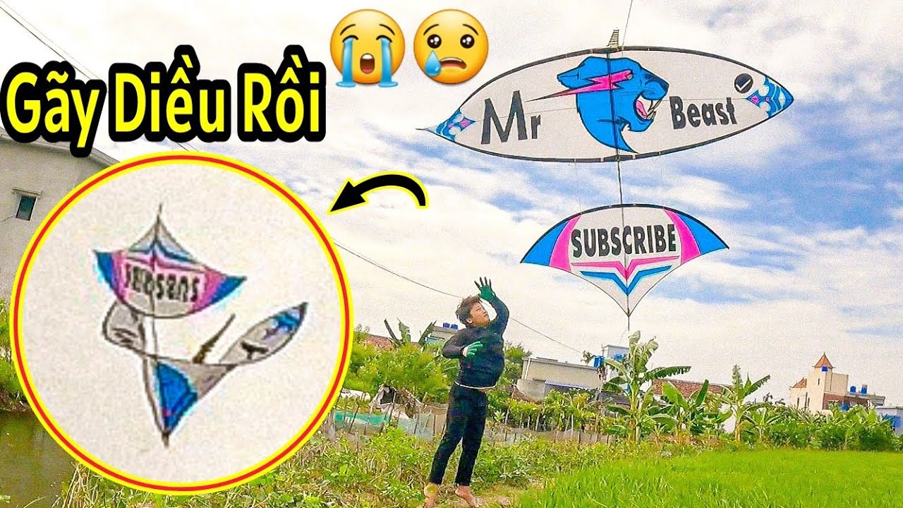 Broken kite | Bị Gió Khủng Bẻ Gãy Diều 4m Mr Beast Và Cái Kết Buồn
