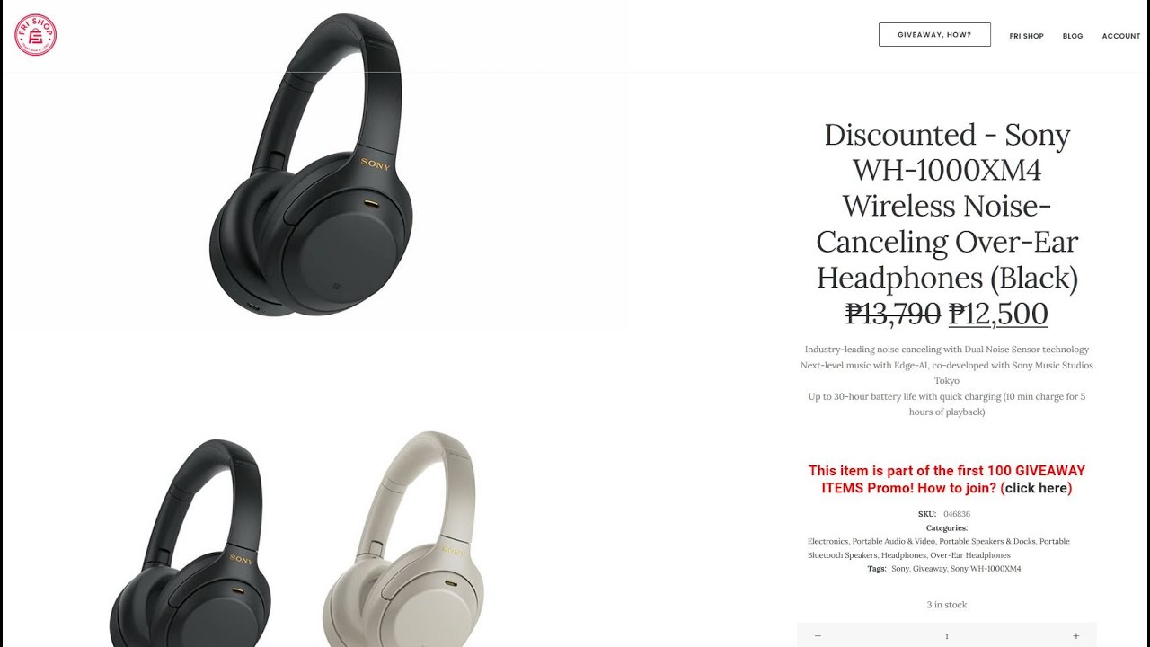 FRI Shop Giveaway - Sony WH-1000XM4 winner Al Arpilleda!