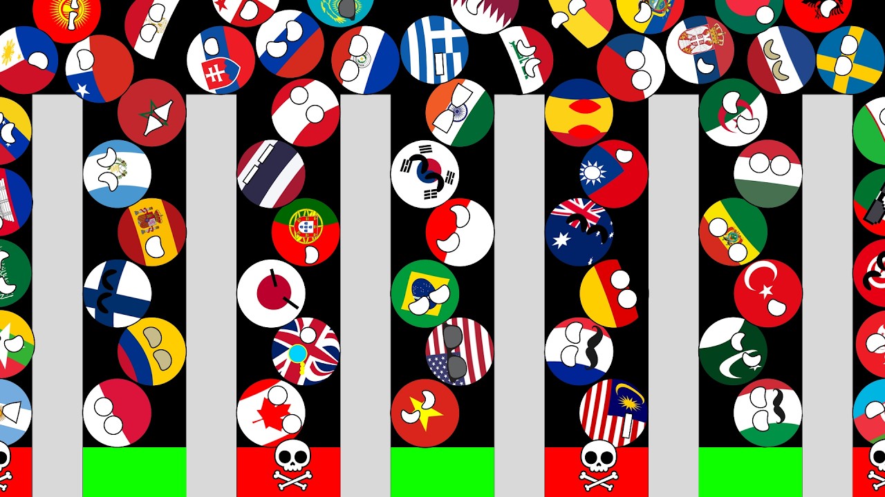 You won't believe which country won!😯Top 62 Countryballs marble race.