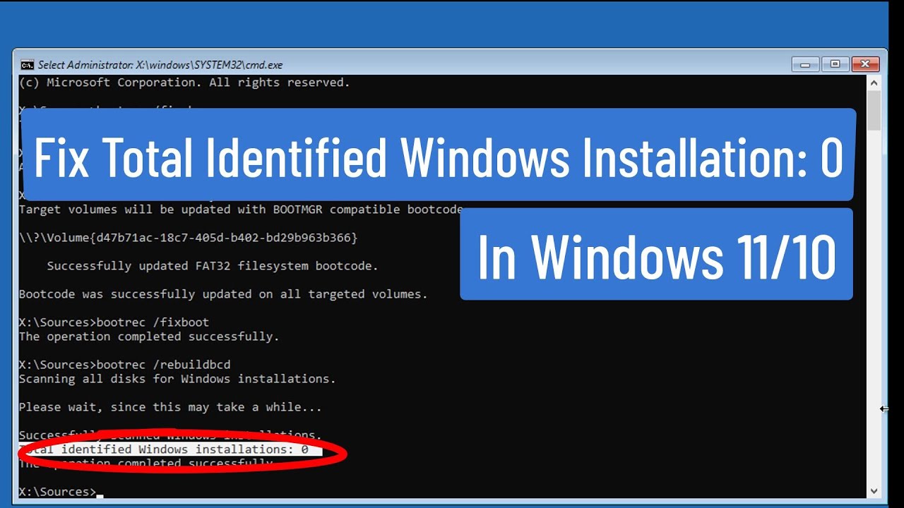 Fix Total Identified Windows Installation: 0 In Windows 11/10