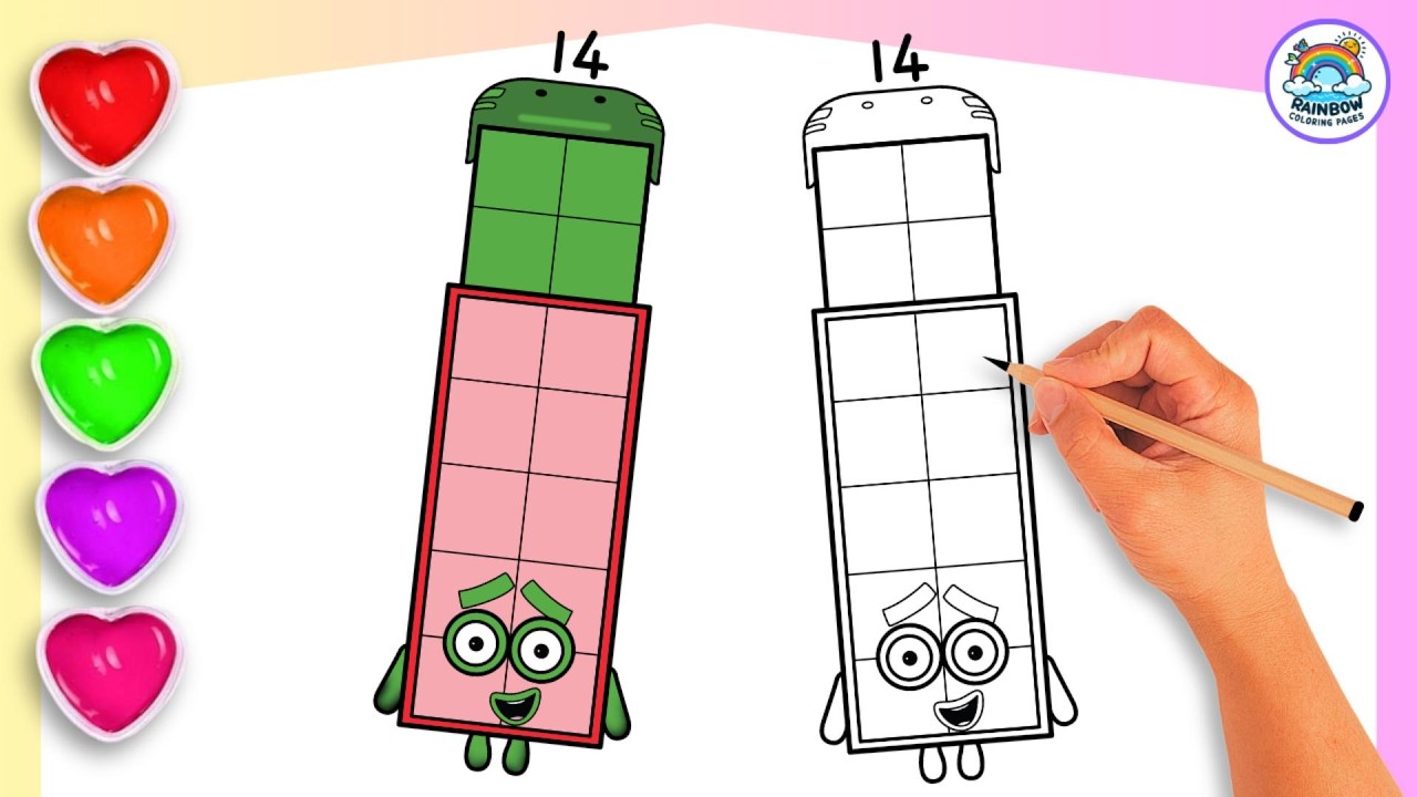 How To Draw Numberblock 14 Coloring🌈 - Learn to draw Numberblock 14 Coloring for kids