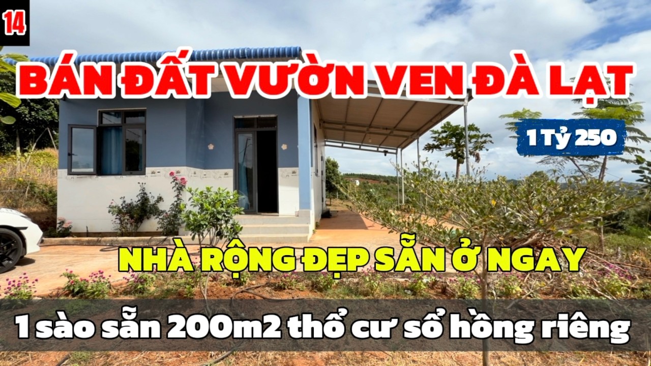 bán nhà vườn ven đà lạt hơn 1 sào sẵn 200m2 thổ cư giá rẻ